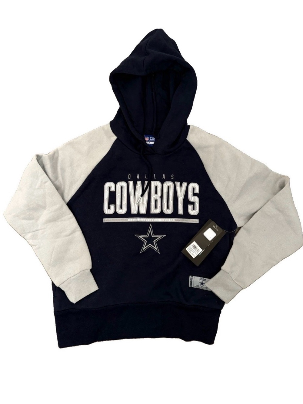 DALLAS COWBOYS NAVY BLUE Gray HOODIE SWEATSHIRT Size Small
